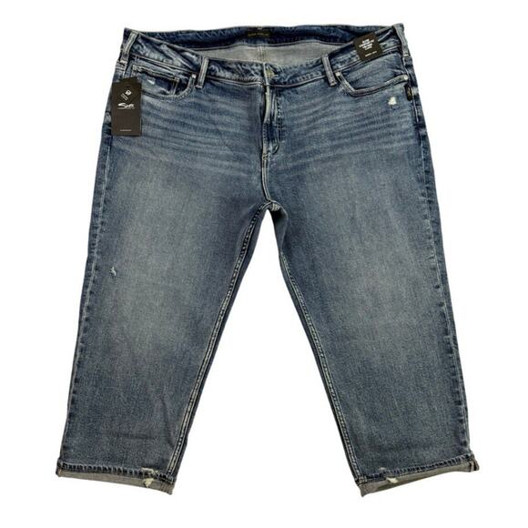 Silver Jeans Elyse Curvy Fit Mid‑Rise Capri 22W/23L Indigo NWT